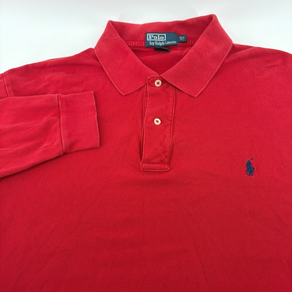 Polo Ralph Lauren Red Long Sleeve Polo Shirt Men's XLT‎ Tall Embroidered Pony